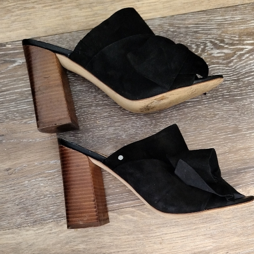 Sam Edelman Black Mules Bow Block Heel - Picture 7 of 9